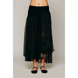 Free People Black Midi Skirt